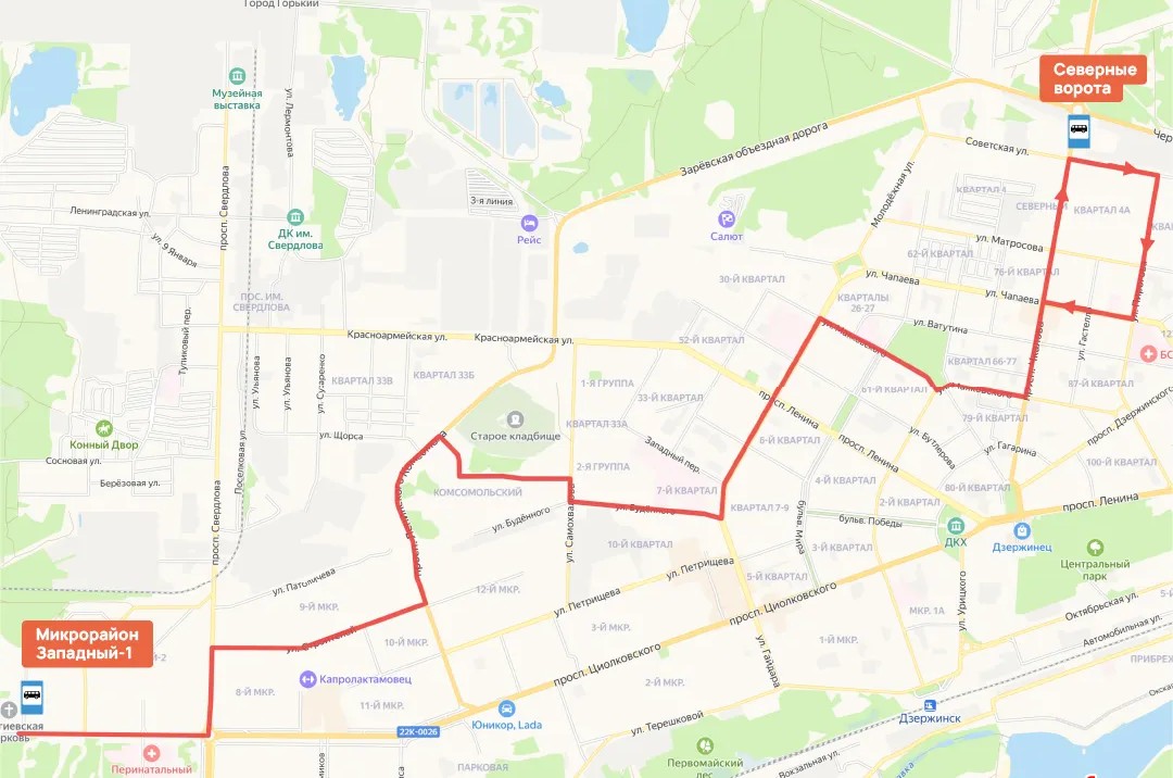 Маршрут автобуса 21